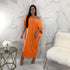 Solid Color Loose Maxi Dress #Round Neck #Half Sleeve